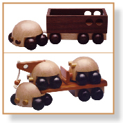 木のおもちゃ トレーラートラック 